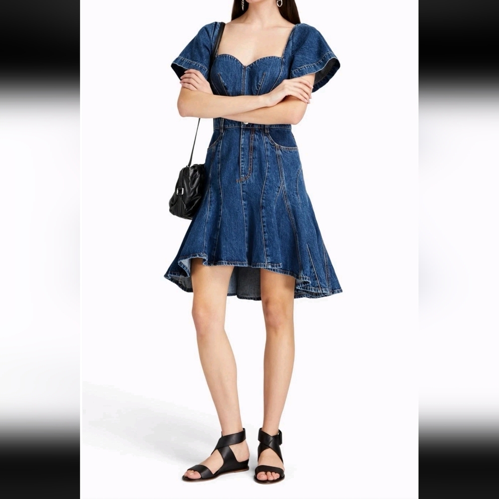 SOLD Alexander McQueen Blue Ruffled High-Low Dress Size 40/2